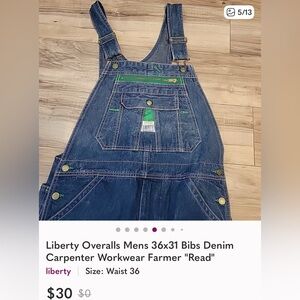 Liberty Blue Denim Overalls with Green Details